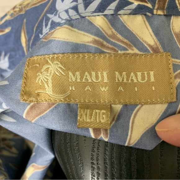 Maui Maui Hawaii Shirt Sz XL Blue Casual Button Down Short Sleeve Tropical Top - Picture 8 of 11